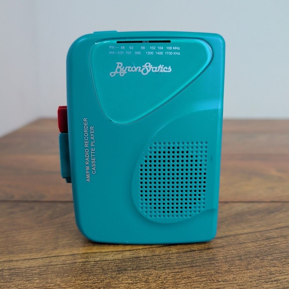 Byron Statics Teal Blue Portable AM/FM Cassette Player KCS-315, Tested Working